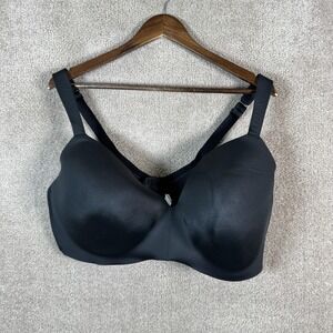 Cacique‎ Bra Womens 44DDD Black Lightly Lined T-Shirt Wireless Plus Size Stretch